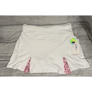 NWT Women’s Gottex Golf Pickleball Tennis Skort Skirt White & Pink XL